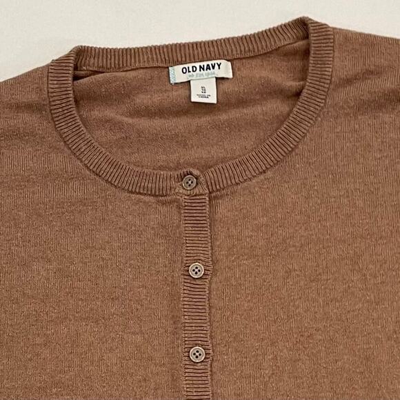 Old Navy Basic/Classic Cotton Blend Camel/Neutral/Tan Crew Neck Cardigan, XL - Picture 4 of 13